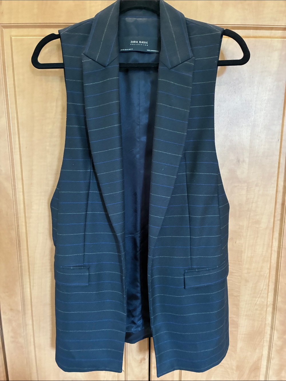 Zara Navy Pinstripe Sleeveless Blazer Vest